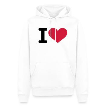 I heart love - Männer Premium Bio Hoodie - Weiß - Vorne - Nico (187cm)