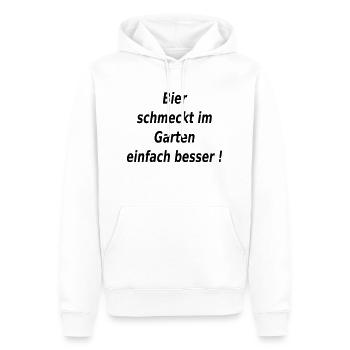 Bier schmeckt im Garten - Männer Premium Bio Hoodie - Weiß - Vorne - Nico (187cm)