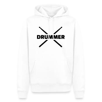 Drummer - Männer Premium Bio Hoodie - Weiß - Vorne - Nico (187cm)