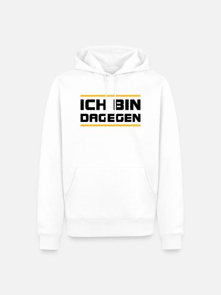 Ich bin dagegen -V2 - Männer Premium Bio Hoodie - Weiß
