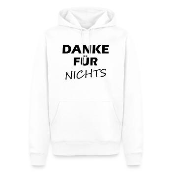 Danke für Nichts - Männer Premium Bio Hoodie - Weiß - Vorne - Nico (187cm)