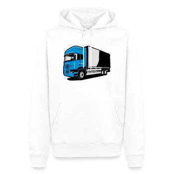 Camion camion normale - Felpa con cappuccio ecologica premium da uomo - bianco - Fronte - Nico (187cm)