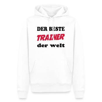 Der beste trainer der welt - Sweat à capuche Premium bio Homme - blanc - Devant - Nico (187cm)