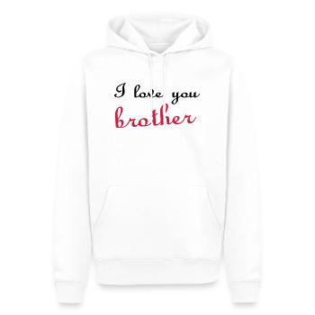 I love you brother - Sweat à capuche Premium bio Homme - blanc - Devant - Nico (187cm)