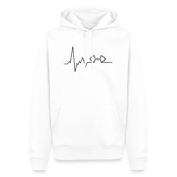 herzschlag hantel - Männer Premium Bio Hoodie - Weiß - Vorne - Nico (187cm)
