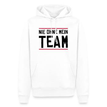 nie ohne mein team - Männer Premium Bio Hoodie - Weiß - Vorne - Nico (187cm)