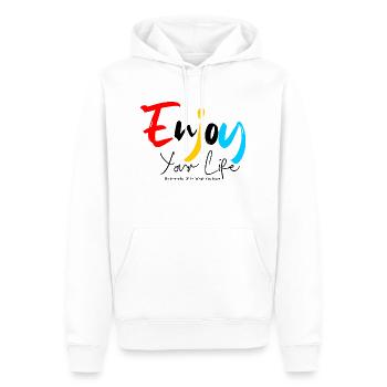 Enjoy Your Life - Männer Premium Bio Hoodie - Weiß - Vorne - Nico (187cm)