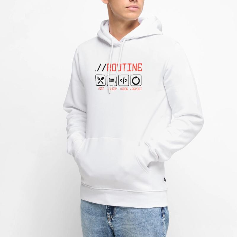 Routine Eat Sleep Code Repeat Software Developer C Männer Premium Bio Hoodie