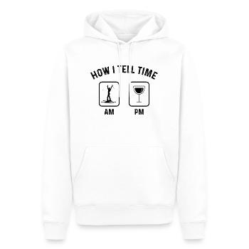 Comment dire l’heure sur PM 1 - - Sweat à capuche Premium bio Homme - blanc - Devant - Nico (187cm)