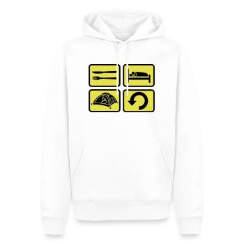 Répétez le camping en milieu sauvage tous les jours - Sweat à capuche Premium bio Homme - blanc - Devant - Nico (187cm)