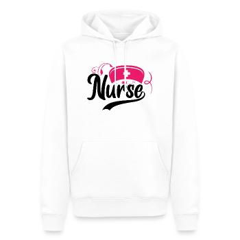 Infirmière-Médecin-Médical-Soins infirmiers-Hôpital-Rn-Rétro - Sweat à capuche Premium bio Homme - blanc - Devant - Nico (187cm)