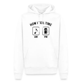 Comment dire l’heure à PM - (2) - Sweat à capuche Premium bio Homme - blanc - Devant - Nico (187cm)