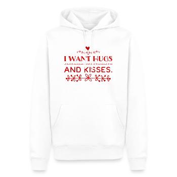 I WANT HUGS AND KISSES. Cute & cool design. New - Men’s Premium Organic Hoodie - white - Front - Nico (187cm)