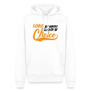 Genius By Birth Slacker By Choice 6 - Men’s Premium Organic Hoodie - white - Front - Nico (187cm)