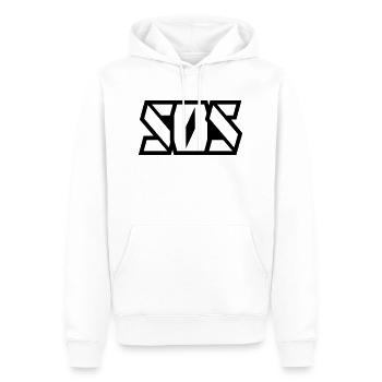 SOS Schriftzug - Männer Premium Bio Hoodie - Weiß - Vorne - Nico (187cm)