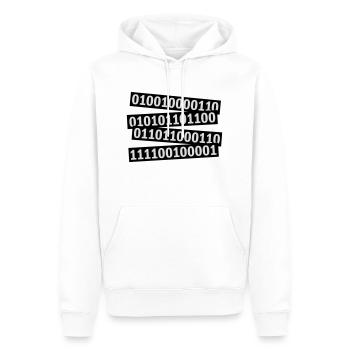 Langage de programme de code binaire - Sweat à capuche Premium bio Homme - blanc - Devant - Nico (187cm)