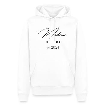 Madame en 2024 - Sweat à capuche Premium bio Homme - blanc - Devant - Nico (187cm)