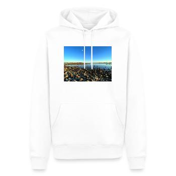 Rocky shore with calm sea - Men’s Premium Organic Hoodie - white - Front - Nico (187cm)
