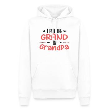 J’ai mis le Grand dans Grand-père - Sweat à capuche Premium bio Homme - blanc - Devant - Nico (187cm)