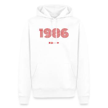 Jahrgang 1986 - Männer Premium Bio Hoodie - Weiß - Vorne - Nico (187cm)
