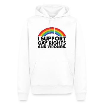 I Support Gay Rights and Gay Wrongs Gays - Men’s Premium Organic Hoodie - white - Front - Nico (187cm)