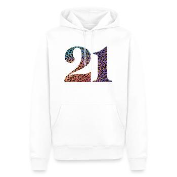 21e anniversaire léopard - Sweat à capuche Premium bio Homme - blanc - Devant - Nico (187cm)
