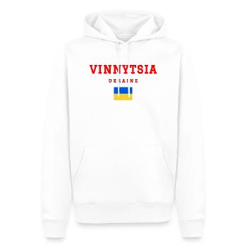 Vinnytsia, Ukraine - Sweat à capuche Premium bio Homme - blanc - Devant - Nico (187cm)