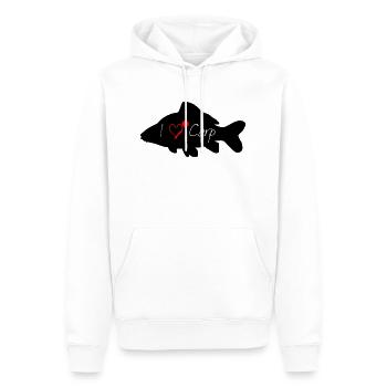 I love Carp black - Men’s Premium Organic Hoodie - white - Front - Nico (187cm)