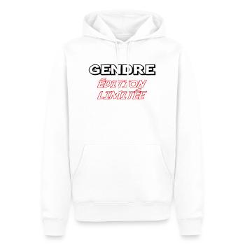 GENDRE édition limitée - Sweat à capuche Premium bio Homme - blanc - Devant - Nico (187cm)