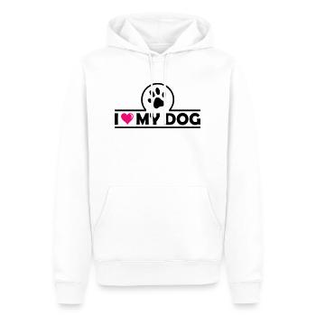 i love my dog - Männer Premium Bio Hoodie - Weiß - Vorne - Nico (187cm)