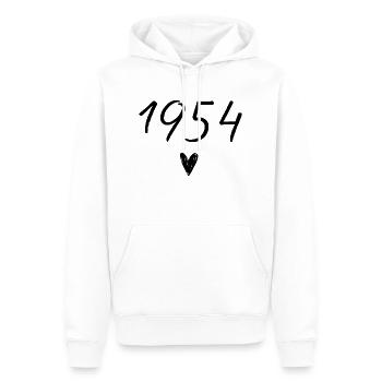 1954 coeur anniversaire - Sweat à capuche Premium bio Homme - blanc - Devant - Nico (187cm)
