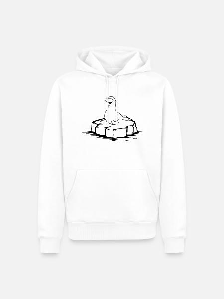 seehund auf eis - Männer Premium Bio Hoodie - Weiß