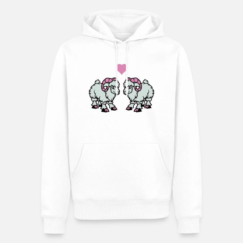 schaf comic widder love - Männer Premium Bio Hoodie - Weiß