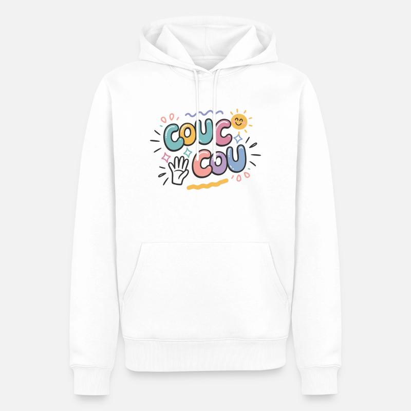 Coucou - Style Décontracté - Sweat à capuche Premium bio Homme - blanc