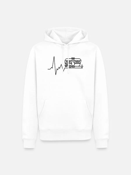 Heartbeat caravan camping holiday - Men’s Premium Organic Hoodie - white