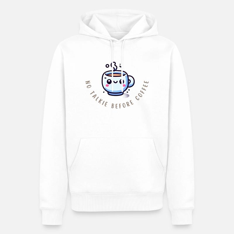 Coffee First – Chemise Funny Coffee - Sweat à capuche Premium bio Homme - blanc