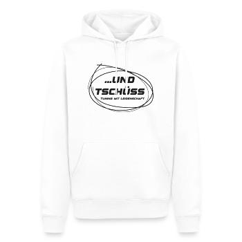 und tschüss - Tuning mit leidenschaft - Männer Premium Bio Hoodie - Weiß - Vorne - Nico (187cm)