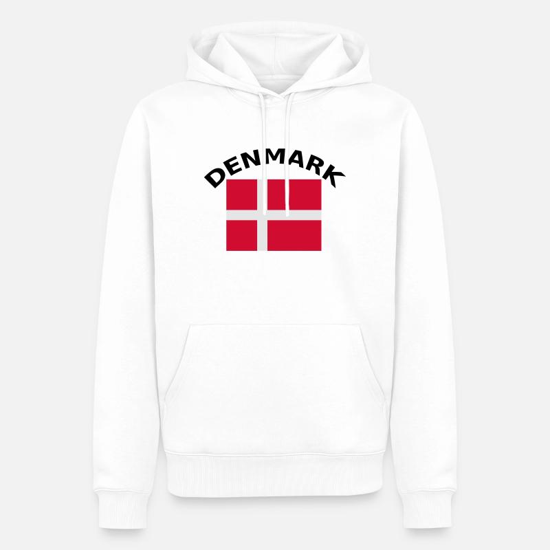 Danemark, Danemark, drapeau, drapeau - Sweat à capuche Premium bio Homme - blanc