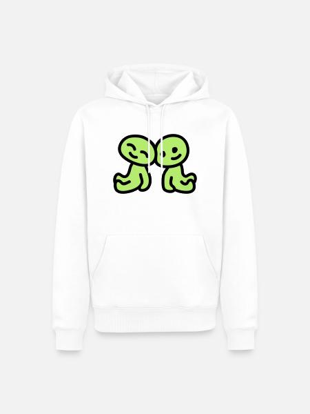 Freundschaft - verliebt - Männer Premium Bio Hoodie - Weiß