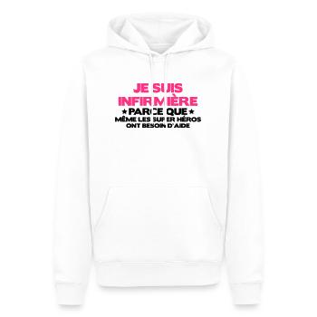 je suis infirmière - Sweat à capuche Premium bio Homme - blanc - Devant - Nico (187cm)