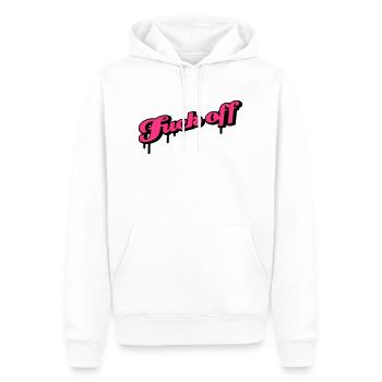 fuck off - Männer Premium Bio Hoodie - Weiß - Vorne - Nico (187cm)