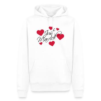 Just Married Logo - Sweat à capuche Premium bio Homme - blanc - Devant - Nico (187cm)