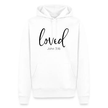 Loved John 3:16, Christian, Faith, Jesus - Men’s Premium Organic Hoodie - white - Front - Nico (187cm)