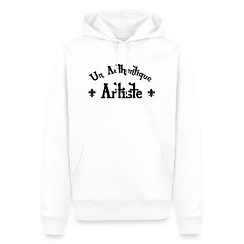 Un Authentique Artiste - Sweat à capuche Premium bio Homme - blanc - Devant - Nico (187cm)