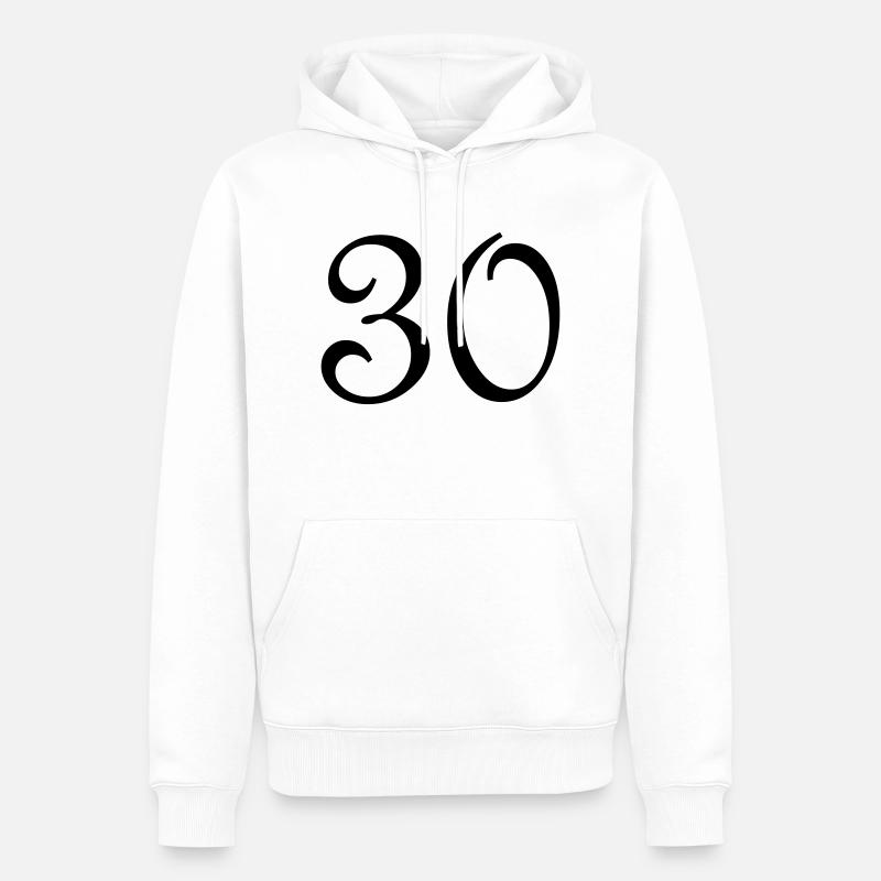 30 - Felpa con cappuccio ecologica premium da uomo - bianco