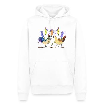 Henne und Hahn - Männer Premium Bio Hoodie - Weiß - Vorne - Nico (187cm)