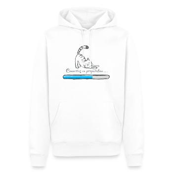 Conneries en préparation - Sweat à capuche Premium bio Homme - blanc - Devant - Nico (187cm)