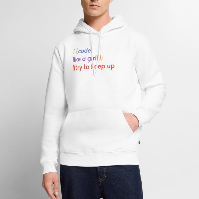 I Code Like A Girl Try To Keep Up Coder Programmer Männer Premium Bio Hoodie
