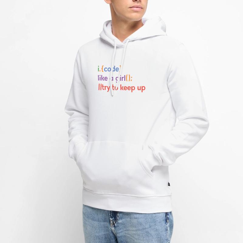 I Code Like A Girl Try To Keep Up Coder Programmer Männer Premium Bio Hoodie