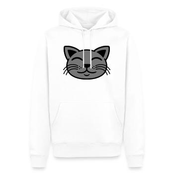 Graue Katze Gesicht glücklich - Männer Premium Bio Hoodie - Weiß - Vorne - Nico (187cm)